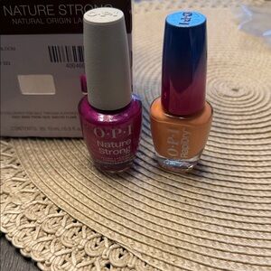 OPI Nature Strong and RapiDry Nail Polish set- Magenta and Peach